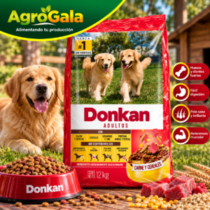 Donkan Adultos Carne y Cereales 12 kg – Alimento para Perros Adultos